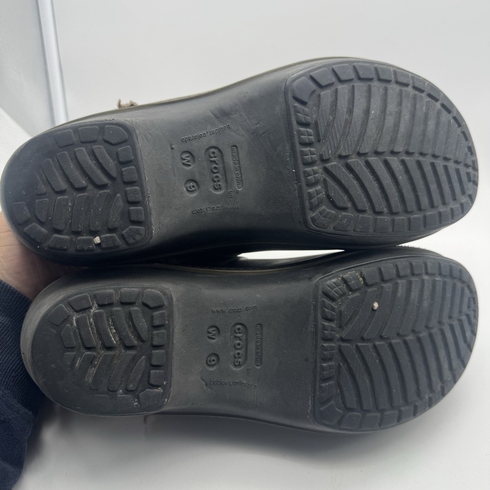 CROCS Women' Shoes COBBLER Eva Brown Faux Fur Lined Clogs‎ Mules Slides Sz 9 - Picture 5 of 5